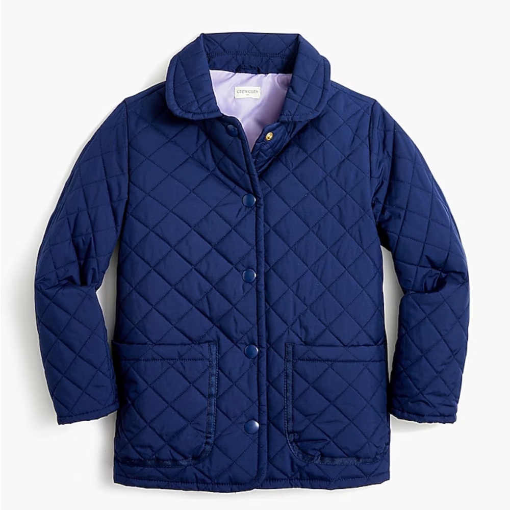 NWT J. Crew Crewcuts Navy Girls' Quilted Barn Jacket XL